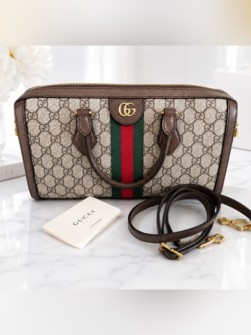 Gucci Ophidia GG Small Top Handle Bag with Shoulder Strap